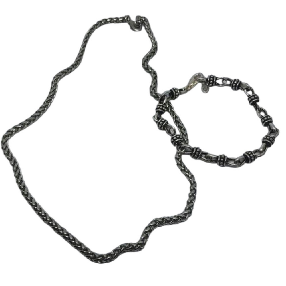 Curated bundle vintage silver tone chain necklace and Premier Designs bracelet